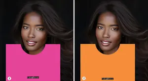 Deep Winter with warm vs cool face flash cards under her face.