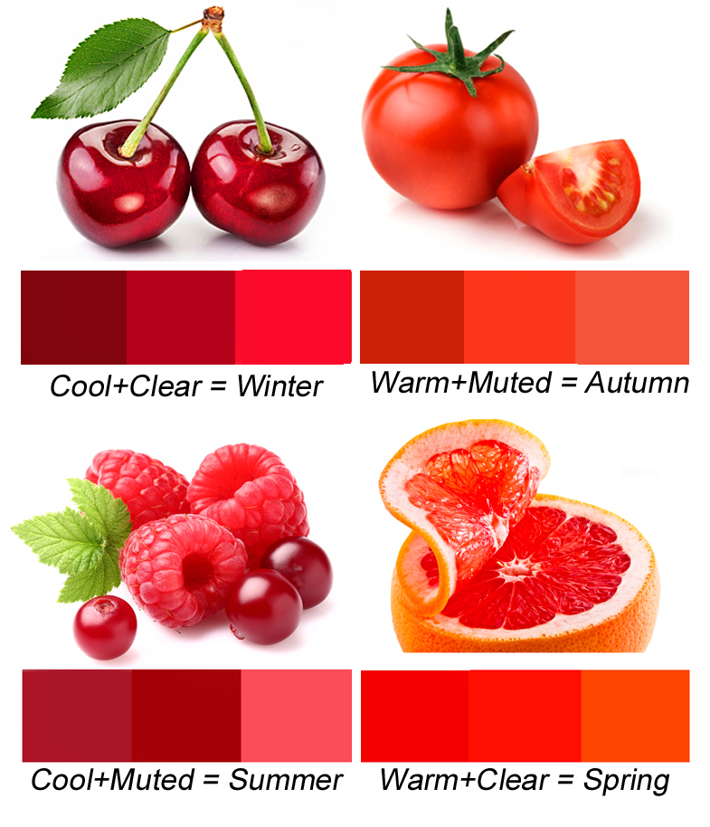 Red fruit comparing red variation and how they apply to seasonal color analysis.