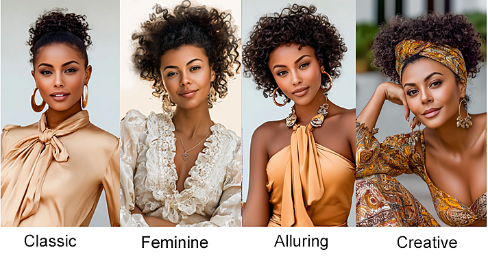 Black woman in different style personalities. 