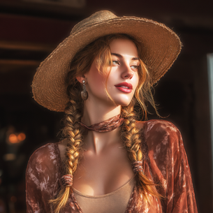 Boho Style Woman Face