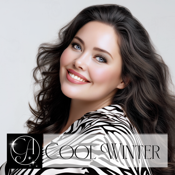 Plus sized Cool Winter in zebra print blouse. 