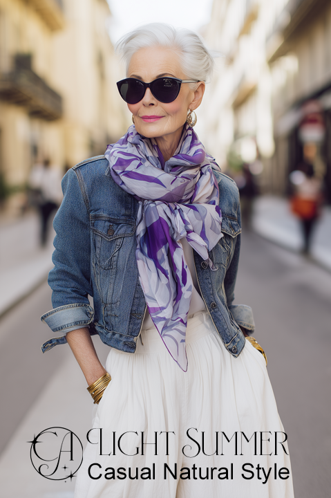 Casual Natural Light Summer in white and denim. 