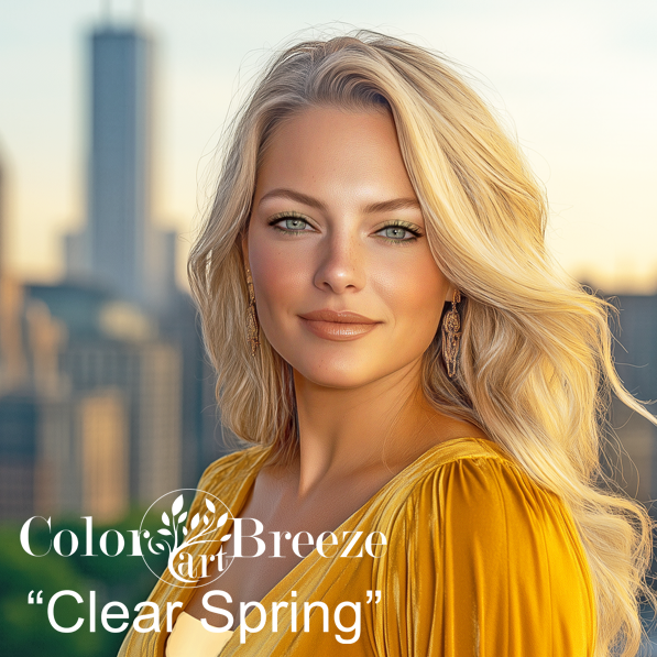 Young Clear Spring wearing golden yellow dress.