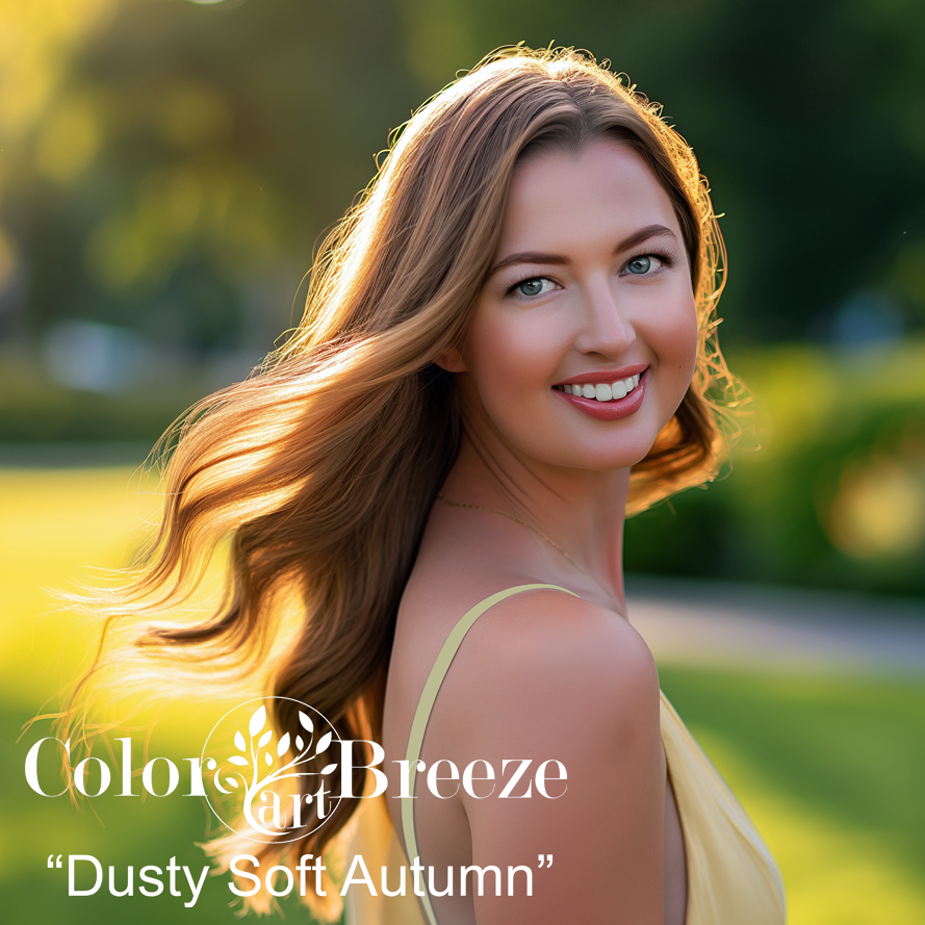 Dusty soft autumn woman with warm light brown hair.
