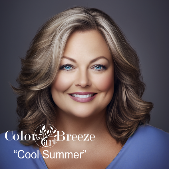 Cool Summer summer wearing periwinkle-blue blouse.