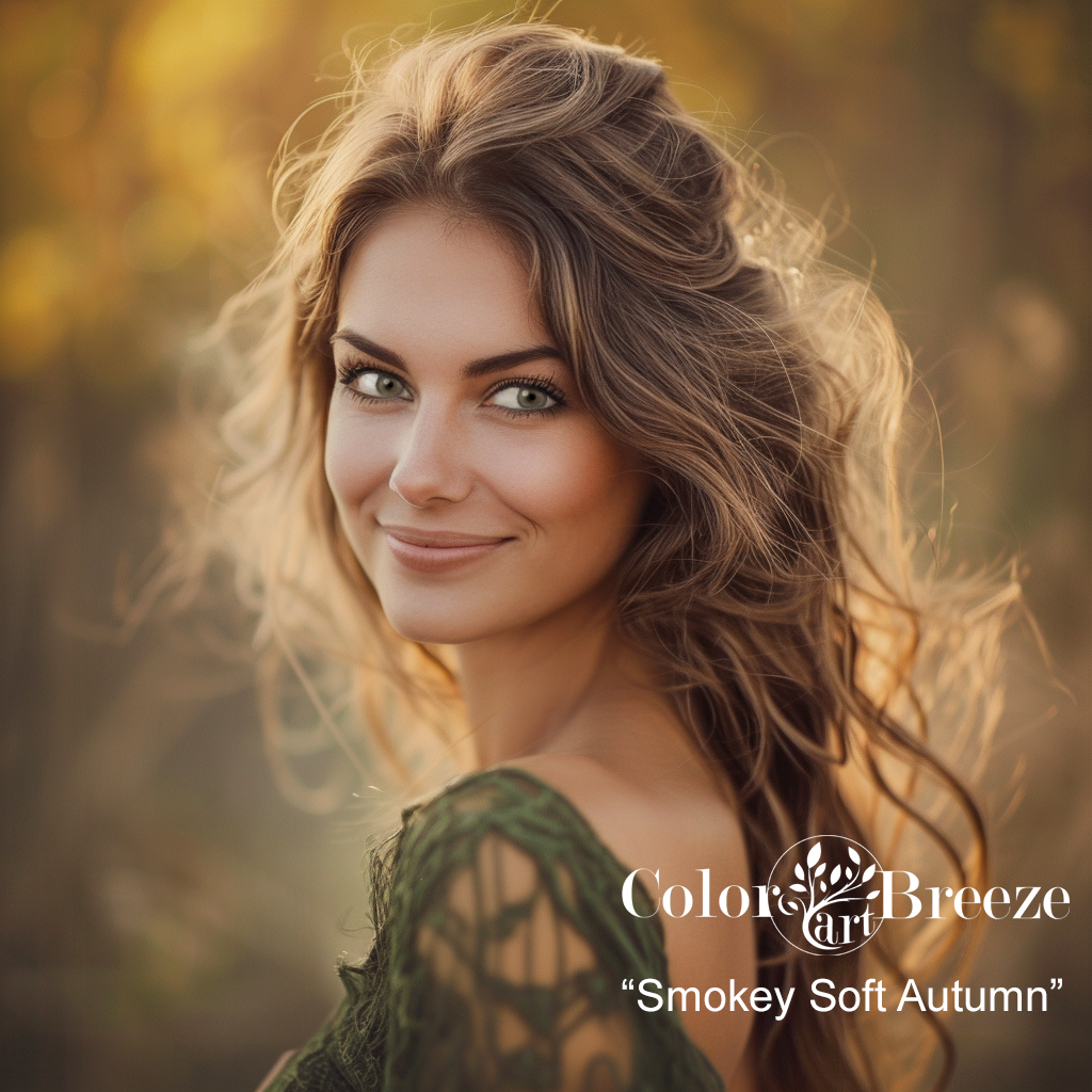 Smokey Soft Autumn woman at twilight. 