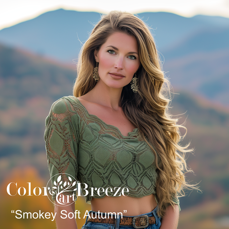 Tall woman with long hair is a Smokey Soft Autumn. 