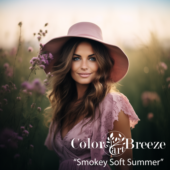 Smokey Soft Summer in Lavender fields wearing lavender mauve.