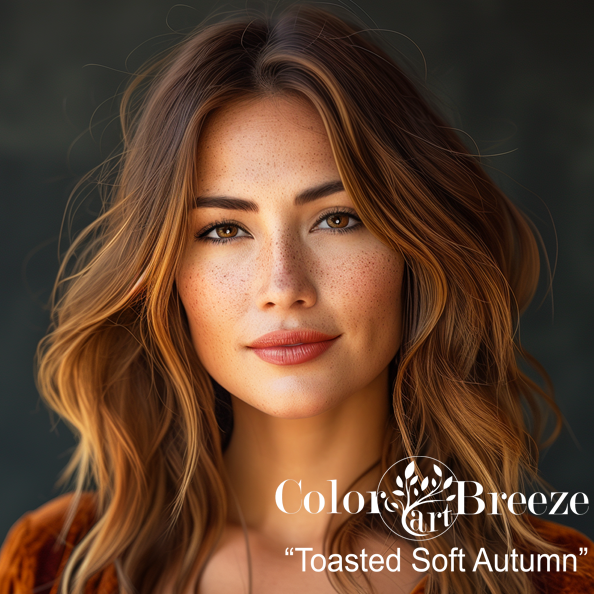 Toasted Soft Autumn woman with freckles. Toasted Soft Autumn woman with freckles.
