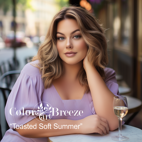 Toasted soft summer wearing lavender.