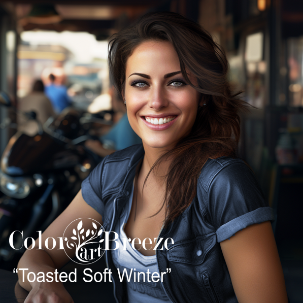 Toasted Soft Autumn biker chick.