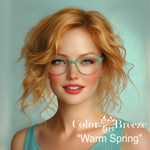 Warm Autumn in light aqua dress and aqua eyeglasses Warm Autumn in light aqua dress and aqua eyeglasses