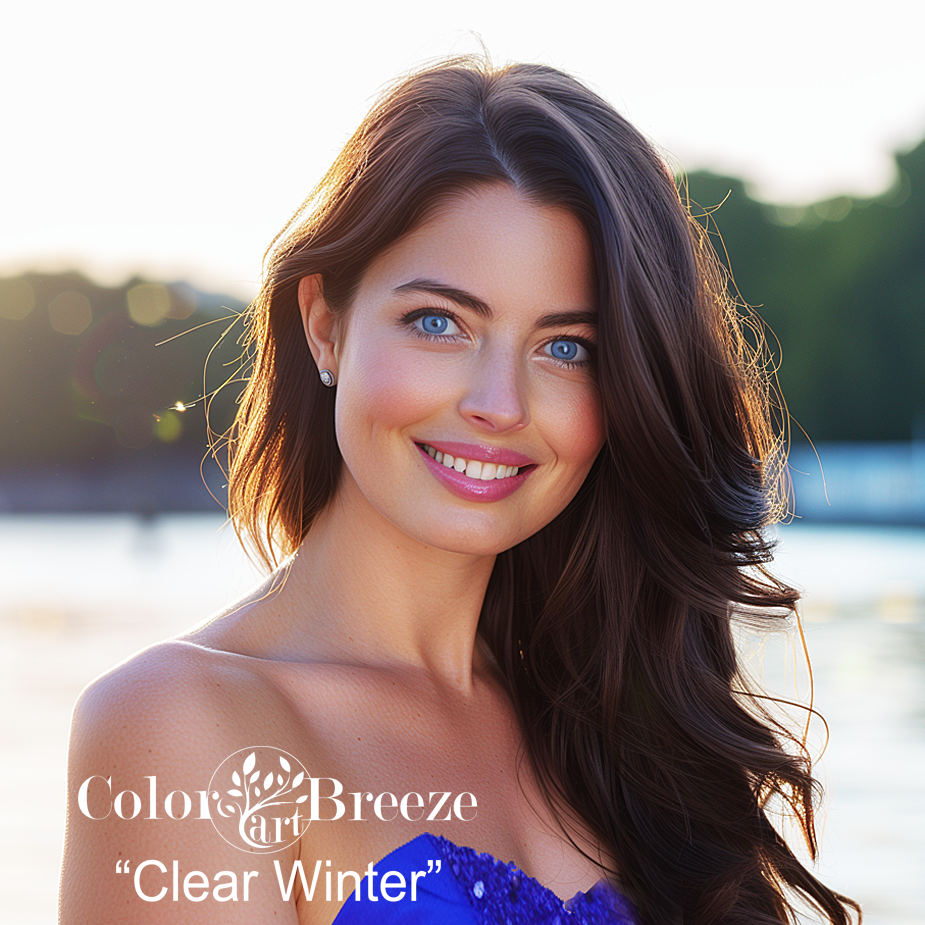 Clear Winter woman at the beach.