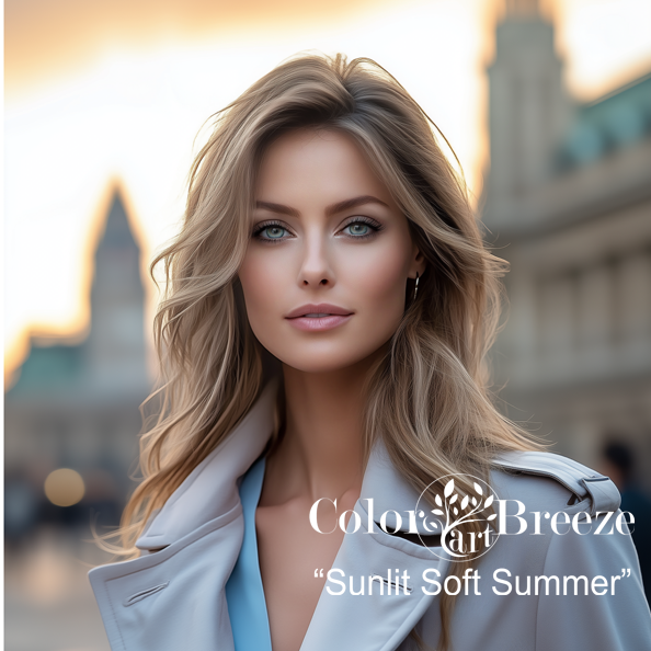 Sunlit Soft Summer in light grey trenchcoat