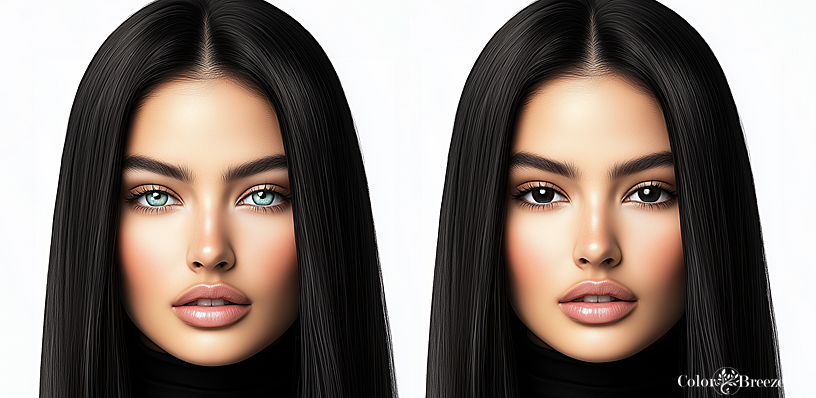 Clear Winter with dark contact lenses.