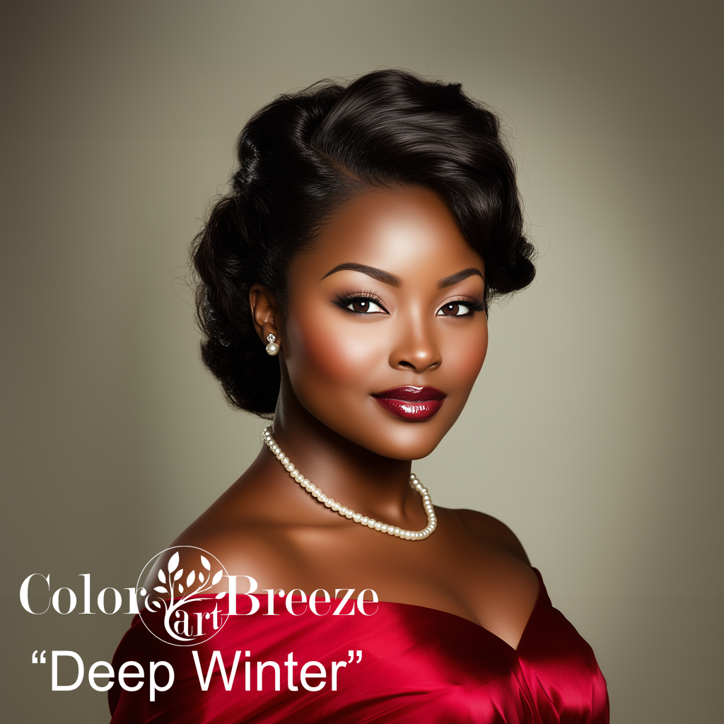 Deep Winter Woman of color wearing pure red.