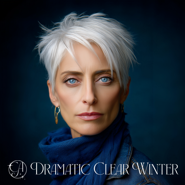 Dramatic Clear Winter with Striking White Hair