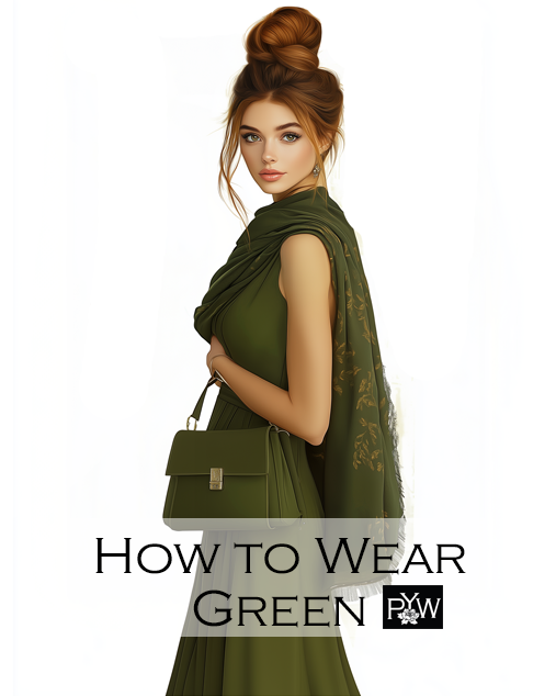 Illustration of redhead wearing olive green