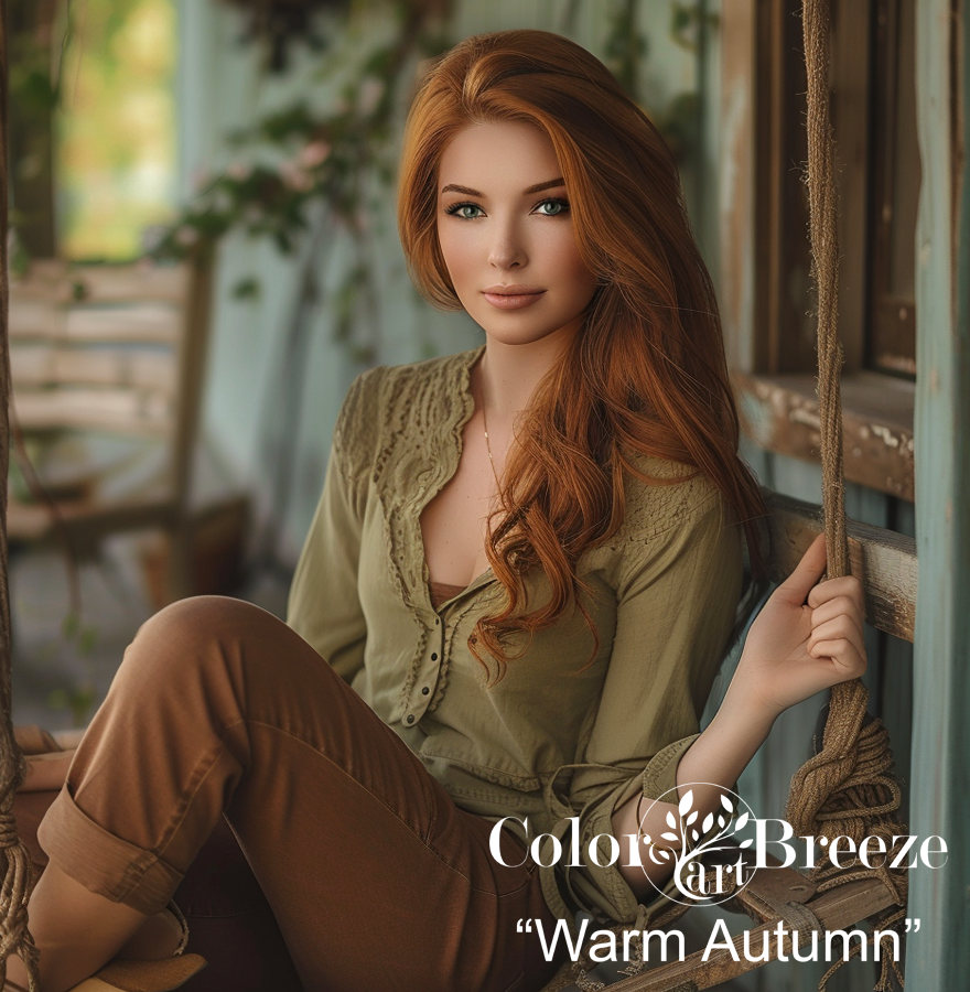 Warm Autumn in olive jeans.