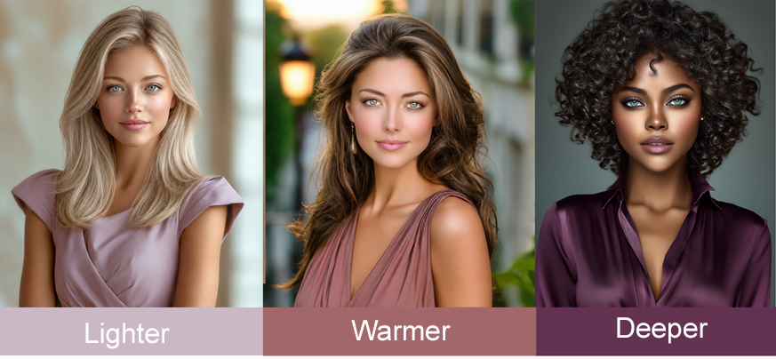 Various sub seasons wearing various shades of mauve Various sub seasons wearing various shades of mauve
