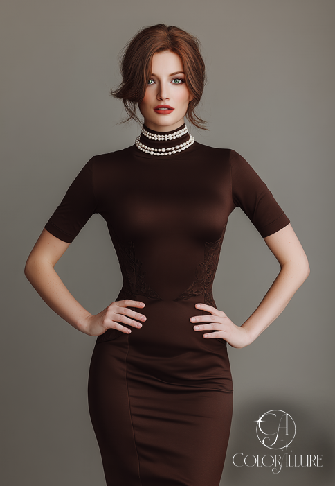 Autumn wearing a brown dress as an alternative to black