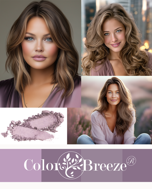 Collage of woman wearing mauve Collage of woman wearing mauve