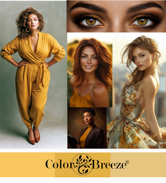 Montage of Autumns wearing the color mustard Montage of Autumns wearing the color mustard