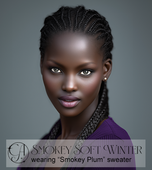 Smokey Soft Winter wearing smokey plum Smokey Soft Winter wearing smokey plum