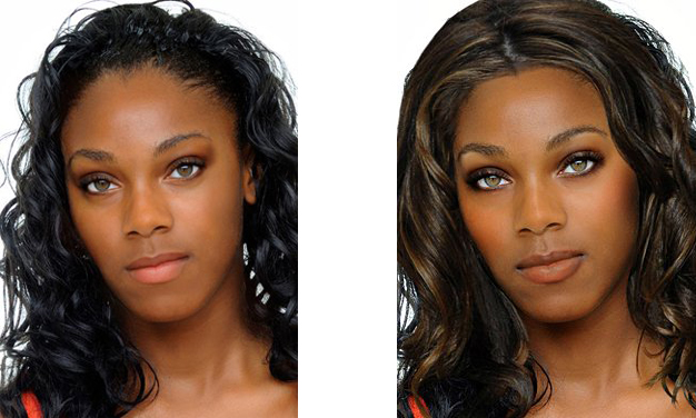 Woman of color with soft eyes Woman of color with soft eyes