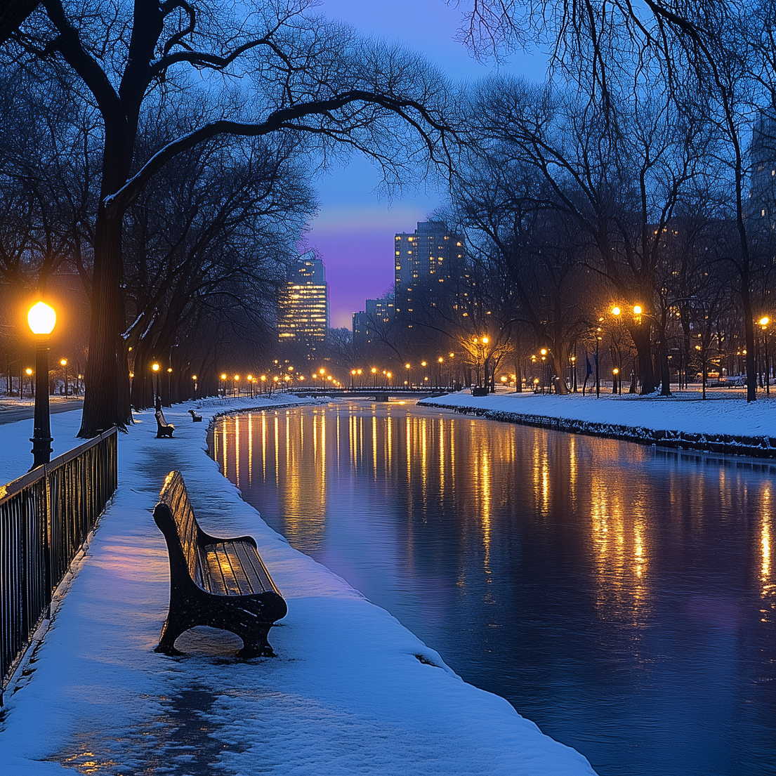 Sunset in winter park typifies the Toasted Soft Winter