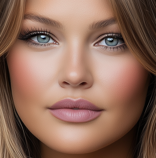 Soft Summer woman wearing mauve makeup Soft Summer woman wearing mauve makeup