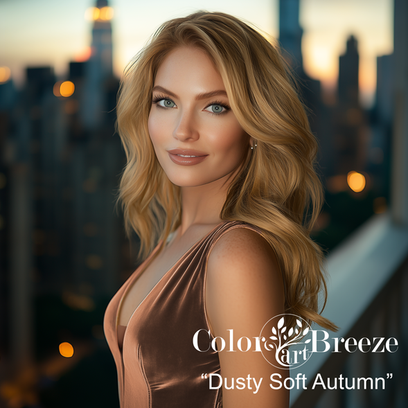 Dusty Soft Autumn in Mocha Mousse dress.