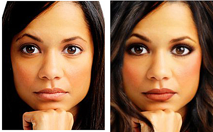 Woman of color warm skin before and after Woman of color warm skin before and after